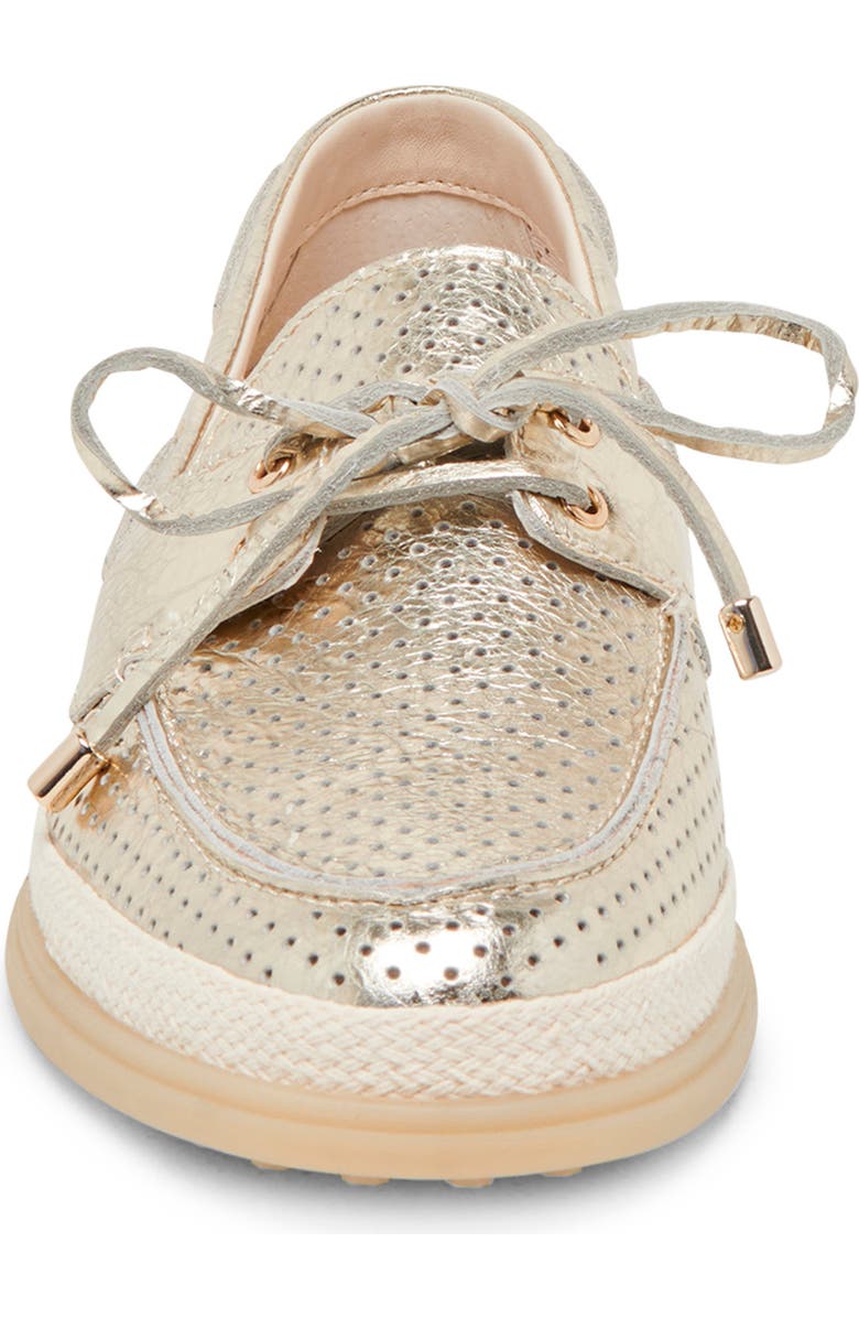 Dolce Vita Doris Boat Shoe, Alternate, color, Platinum Perforated Leather