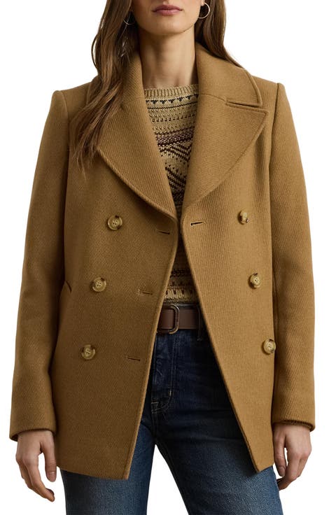 Wool Blend Twill Peacoat