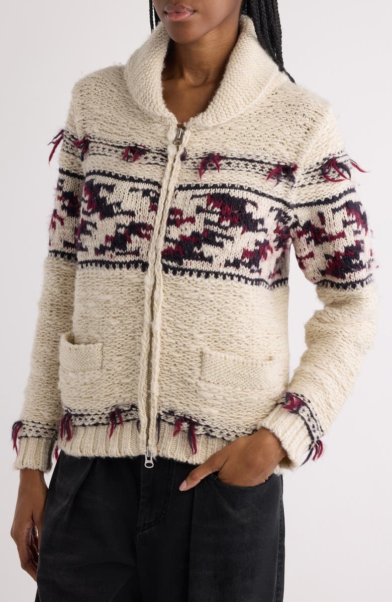Thylane Placed Print Wool Cardigan