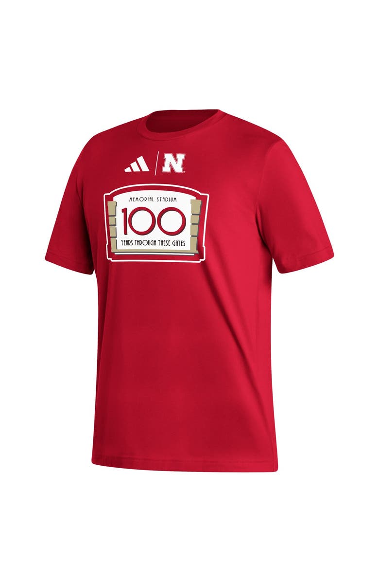 adidas Men's adidas Scarlet Nebraska Huskers Memorial Stadium 100th Anniversary Sideline Strategy Fresh T-Shirt, Alternate, color, Scarlet