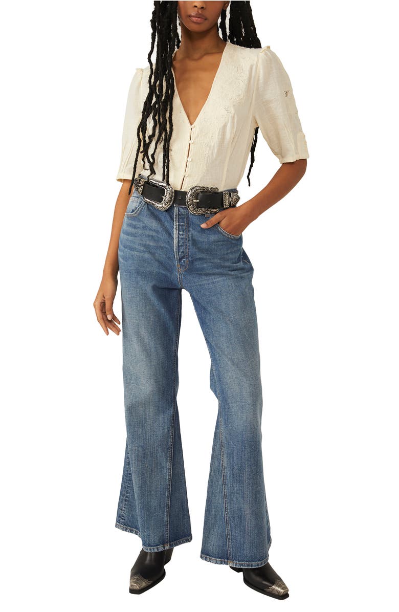 Free People Laurie Embroidered Blouse, Alternate, color,