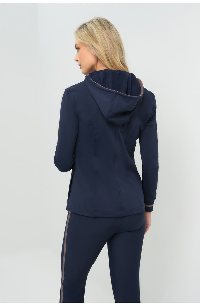 Anatomie Cozy Tressa Fleece Lined Hooded Blazer, Alternate, color, Navy/Taupe