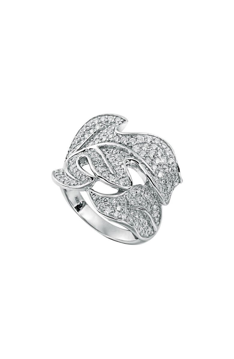 SUZY LEVIAN Pavé CZ Leaf Ring, Main, color, White