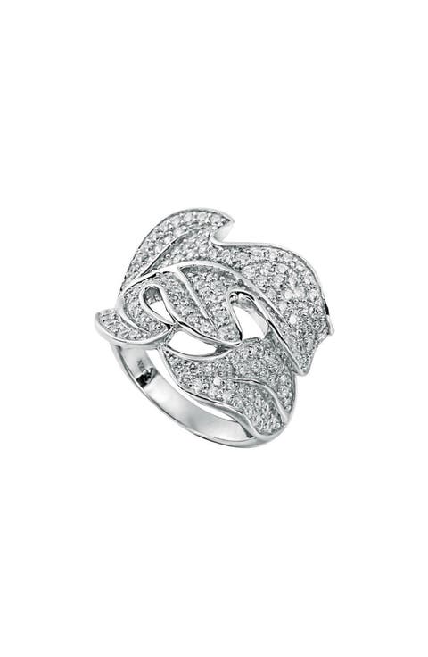 Pavé CZ Leaf Ring