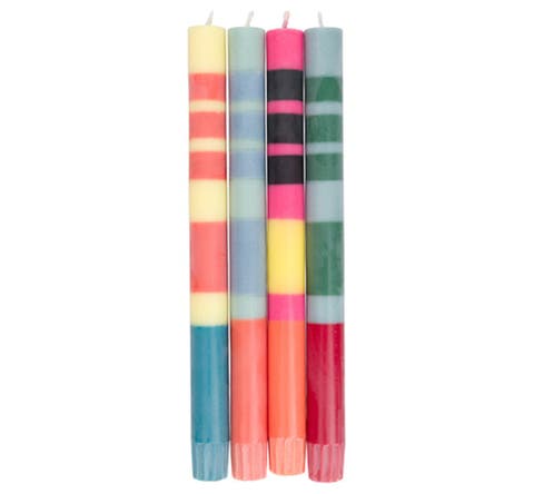 Striped Dinner Candles - Set of 4