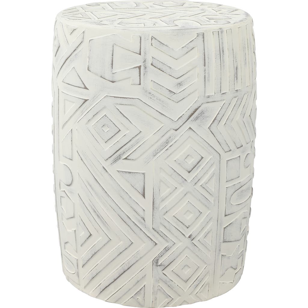 Jonathan Y Rafi 17.75" Midcentury Modern Geometric Drum Garden Stool In Cream