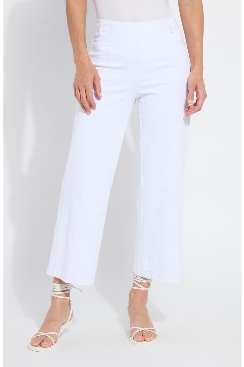 Layton Pull-On High Waist Crop Wide Leg Knit Jeans, Main, color, WHITE