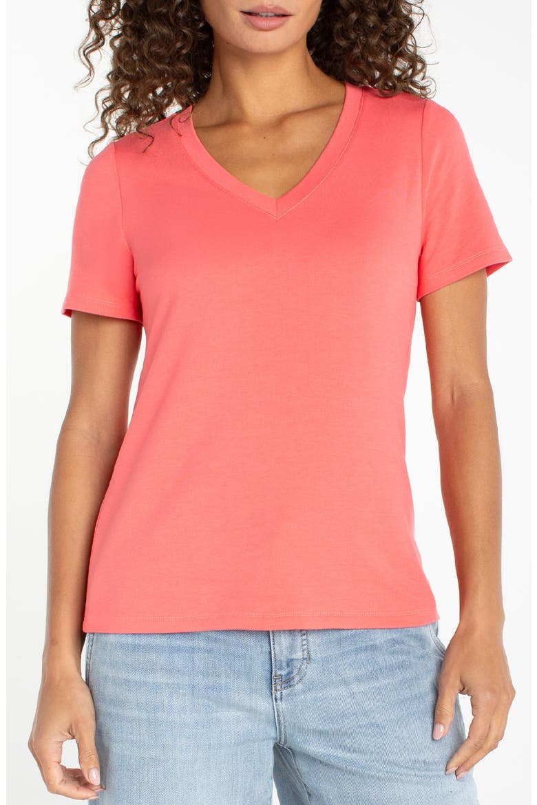 Short Sleeve V-Neck T-Shirt, Main, color, SUNSET CORAL