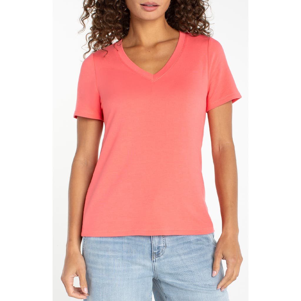Liverpool Los Angeles Short Sleeve V-neck T-shirt In Pink