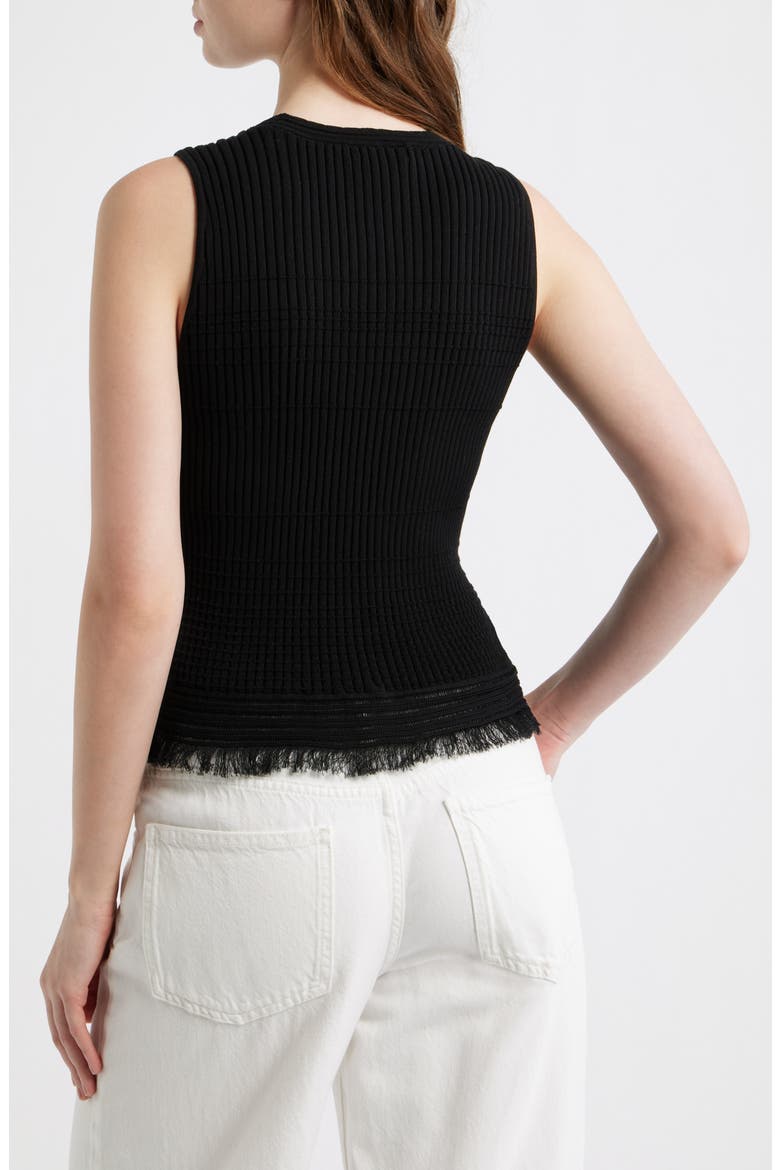 Ayan Rib Knit Fringe Trim Tank, Alternate, color, BLACK