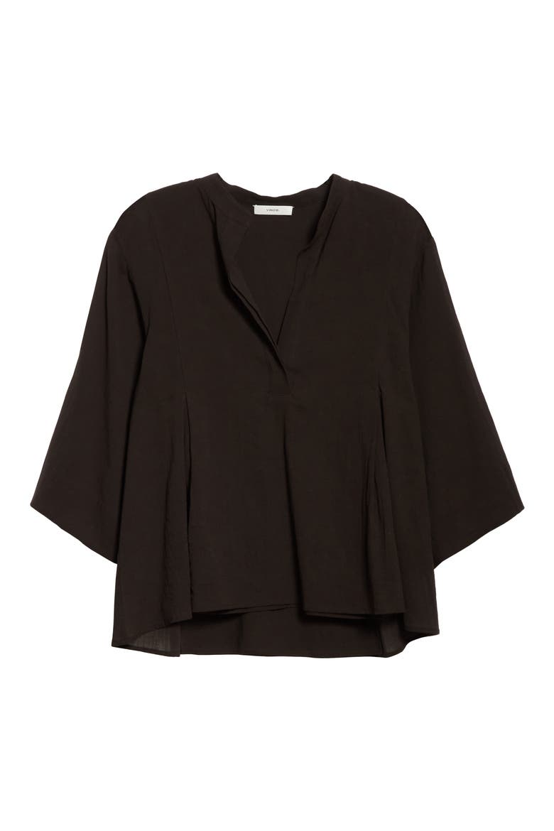 Paneled Bell Sleeve Popover Blouse, Alternate, color, BLACK