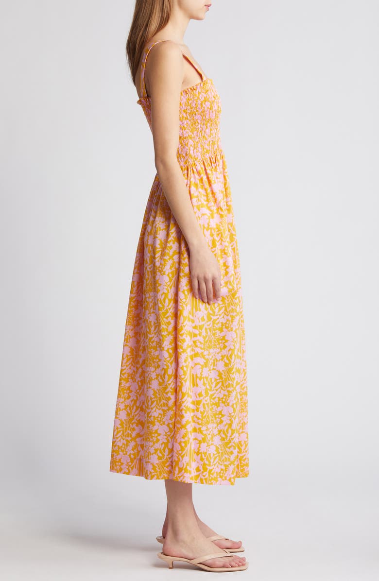 Liberty London Voyage Floral Smocked Maxi Sundress, Alternate, color, Yellow