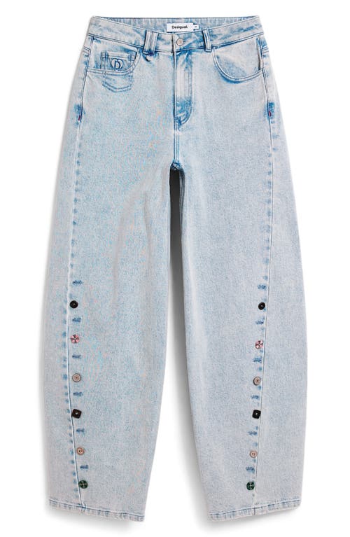 Desigual Barrel Leg Jeans In Blue