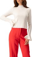 IVONNE Ribbed Long-Sleeve Top with Flared Cuffs