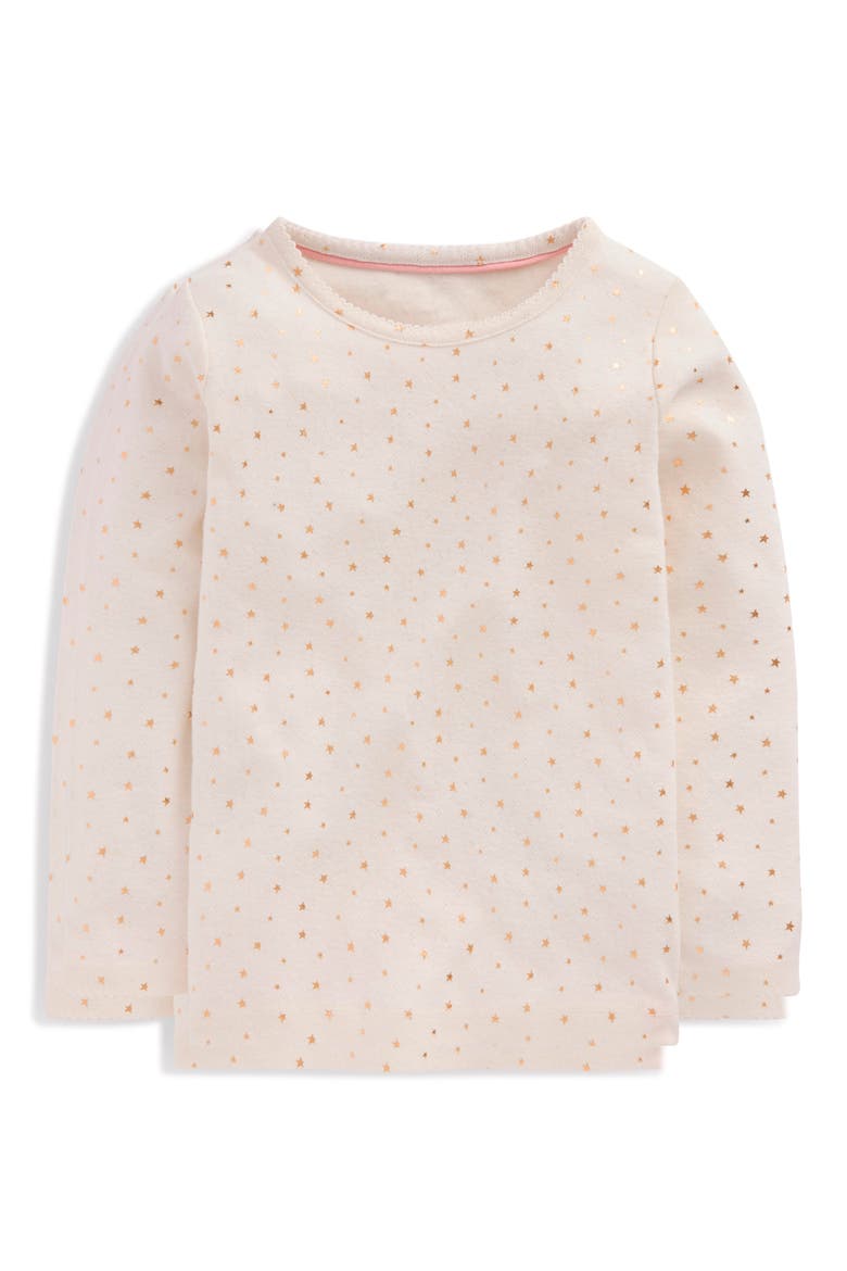Kids' Long Sleeve Pointelle T-Shirt, Main, color, IVORY FOIL PRINT