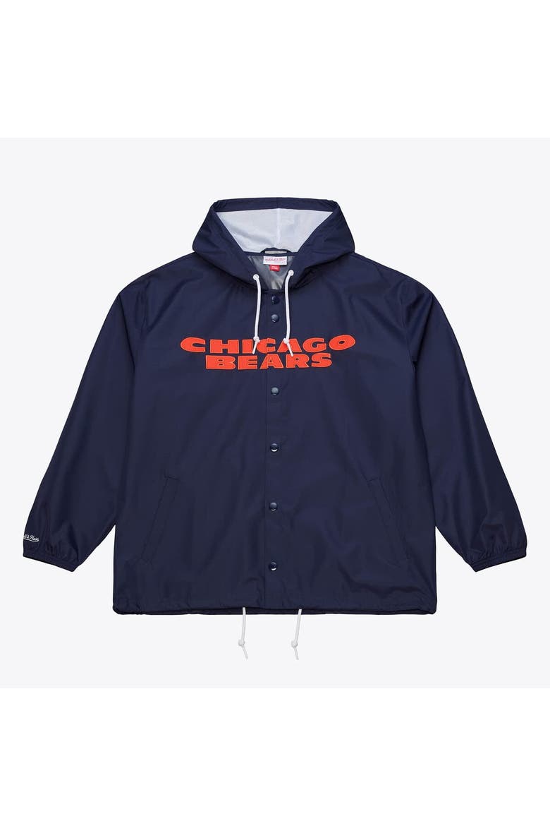 Men's Mitchell & Ness Navy Chicago Bears Coaches Full-Snap Hooded Windbreaker Jacket, Main, color, Navy