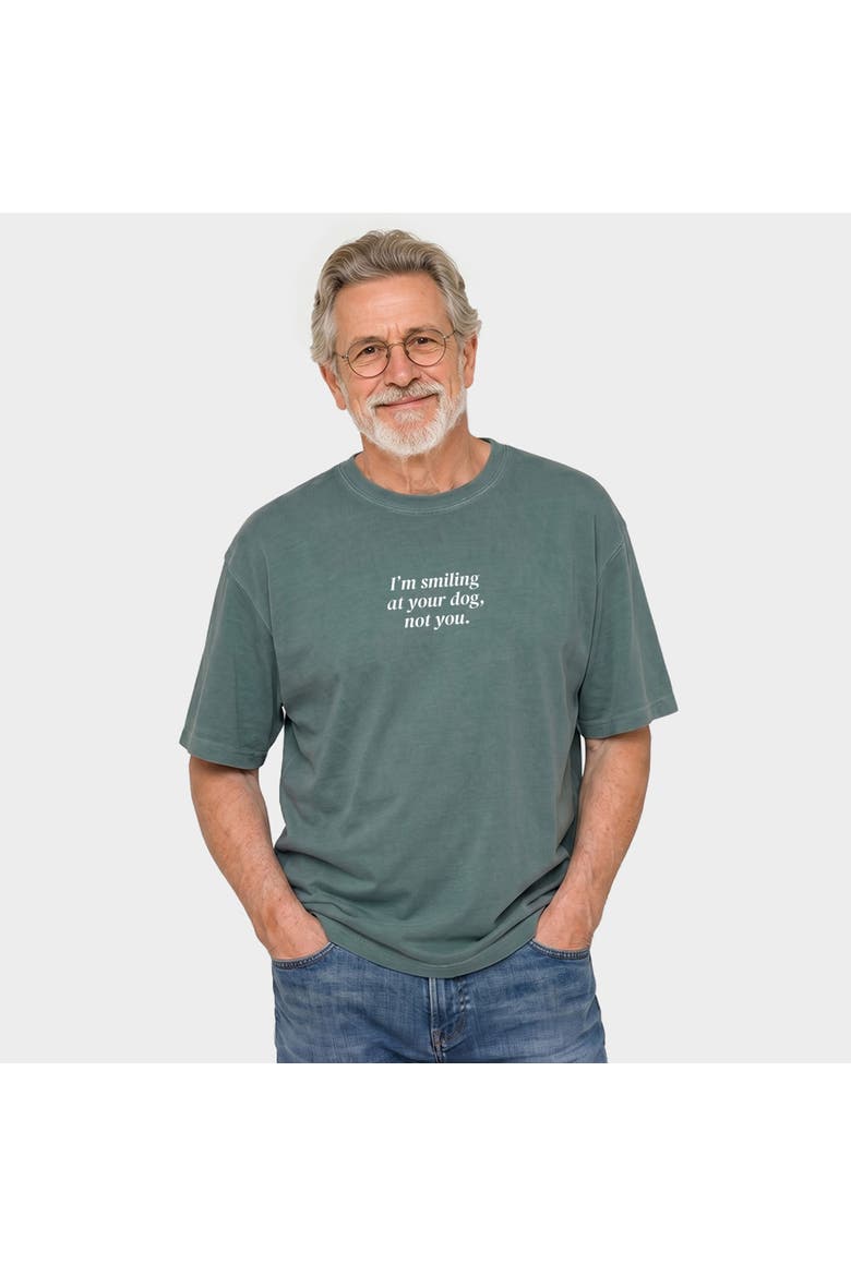 I'm Smiling At Your Dog, Not You Garment Dyed T-Shirt, Main, color, Blue Spruce