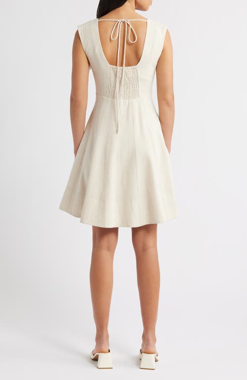 Charles Henry Linen Blend Fit & Flare Dress In White