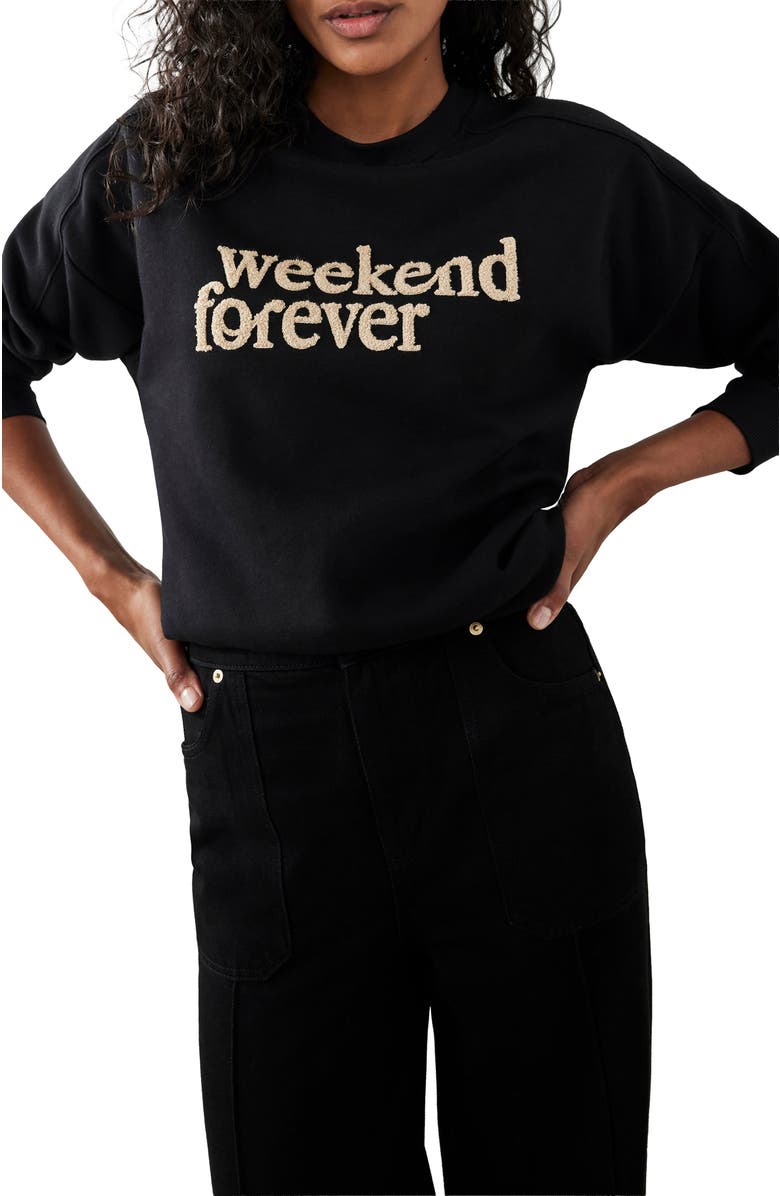 MINT VELVET "Weekend Forever" Slogan Sweatshirt, Alternate, color, Black