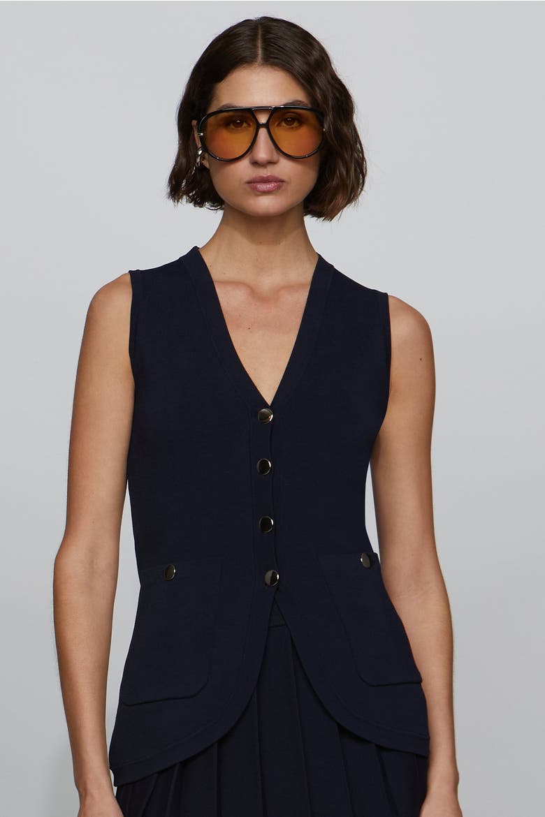 Zoe Knit Vest, Alternate, color, Dark Navy