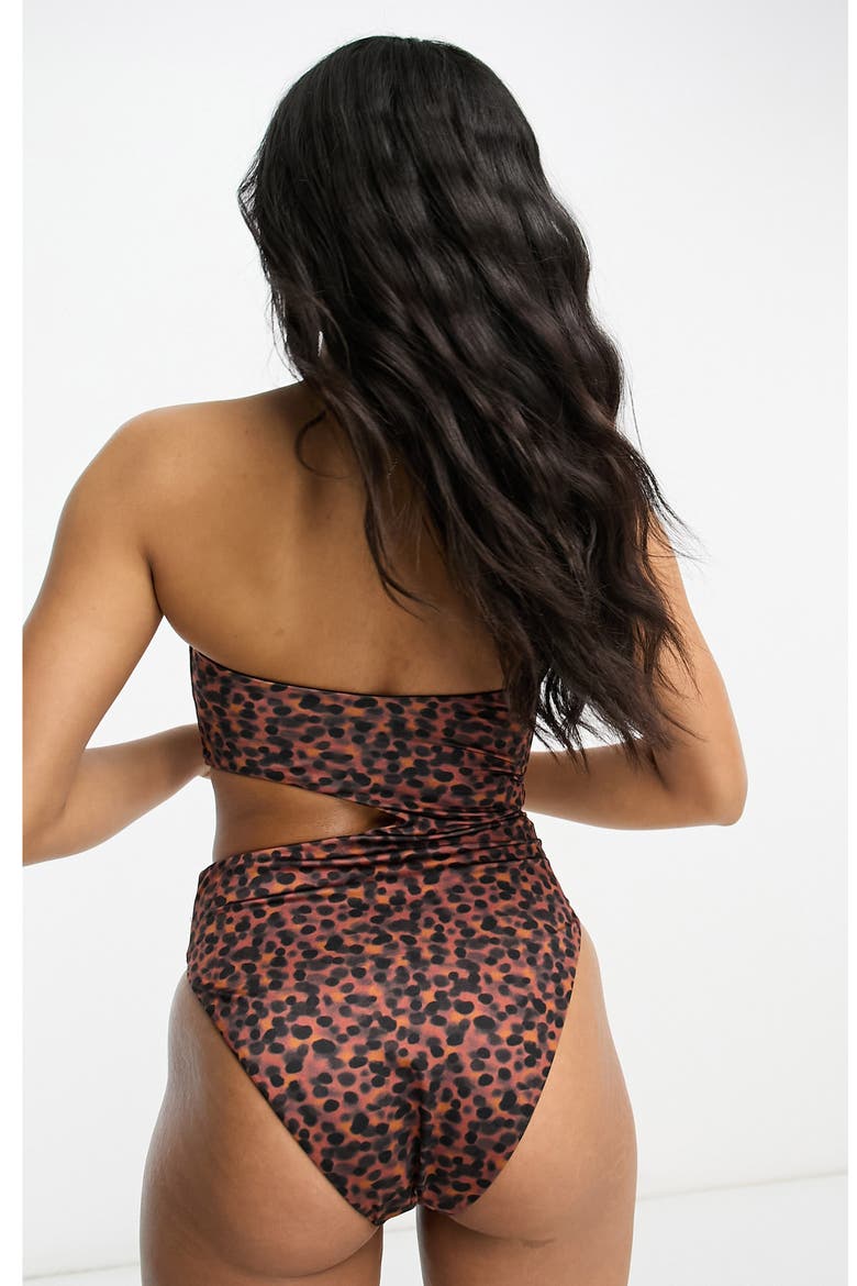 Strapless Cutout One-Piece Swimsuit, Alternate, color, BLACK MULTI