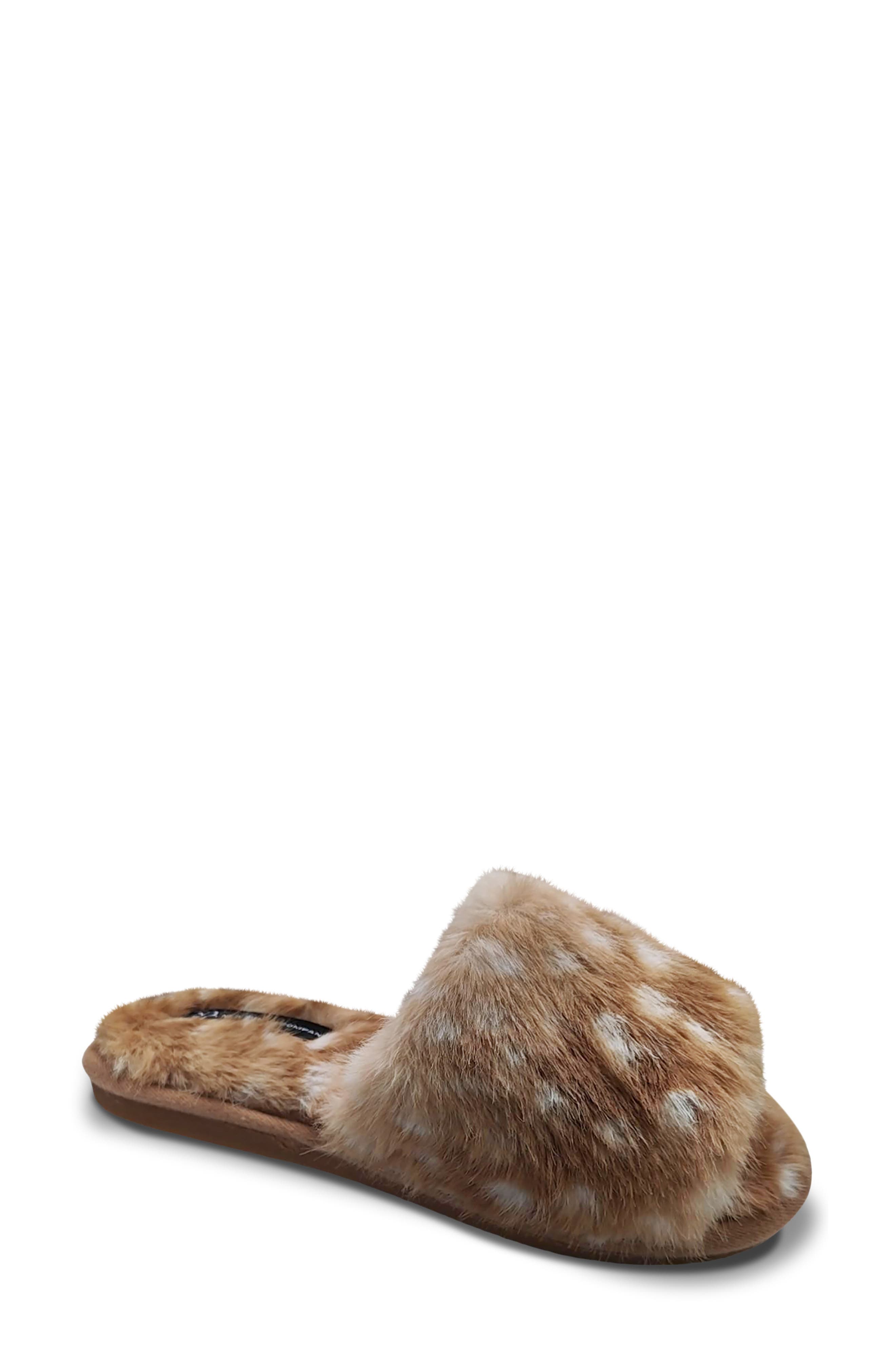 Deer Print Faux Fur Slipper