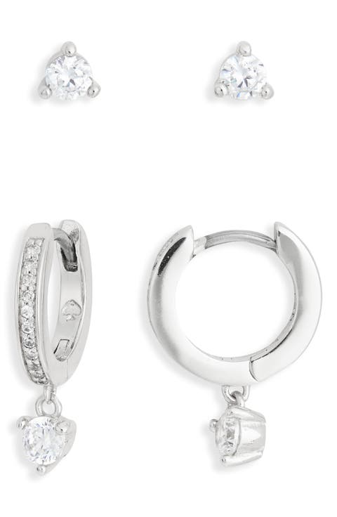 crystal stud & huggie earrings set