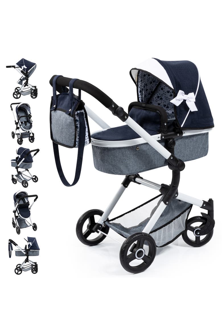 Pram Neo Vario Blue, Grey, White Fits Dolls Up to 20.5 Inch, Alternate, color, Blue