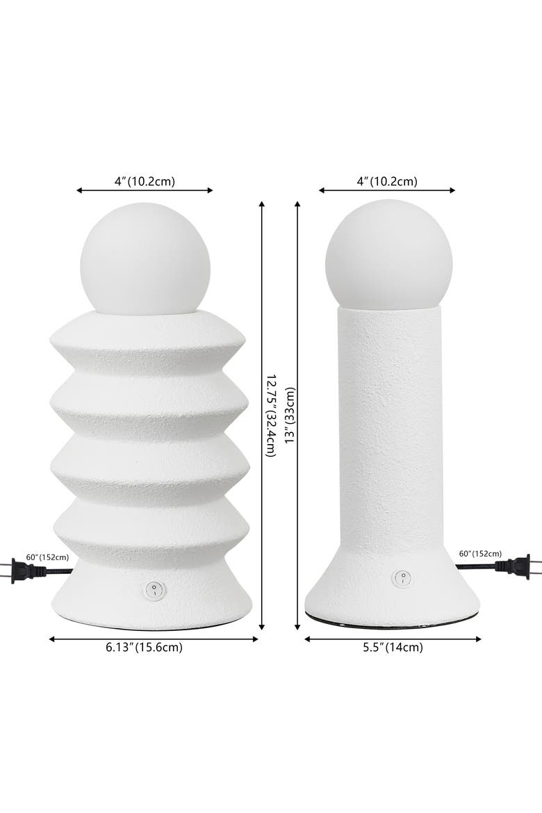Soren 13" Ceramic/Glass Geometric Integrated LED Table Lamp, Alternate, color, White