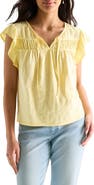 Lucky Brand Split Neck Cotton Top