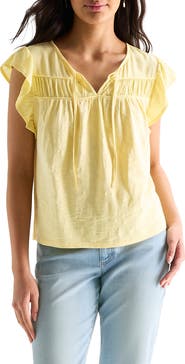 Lucky Brand Split Neck Cotton Top