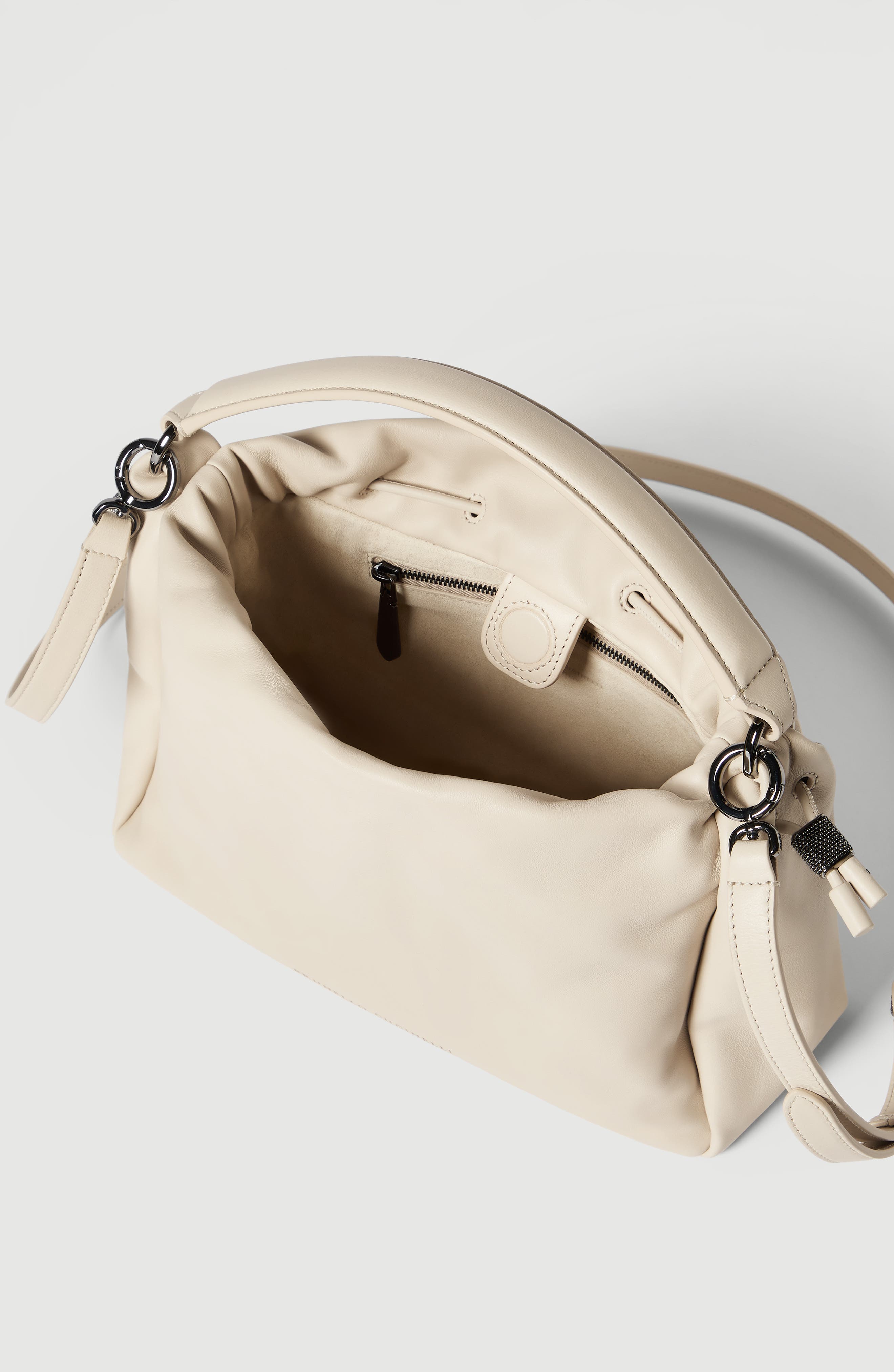 Small Soft Leather Mellow Bucket bag, Alternate, color, Ivory