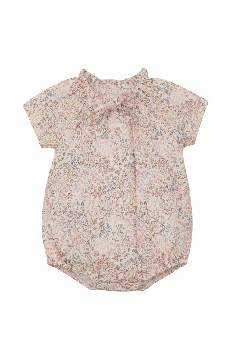 Jolie Capri Girl Floral Flutter Sleeve Drawstring Bubble Romper, Main, color, Cream