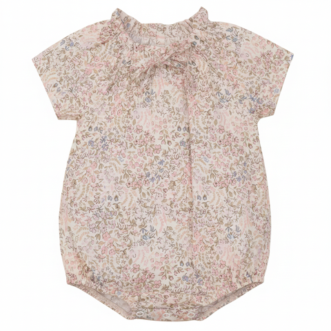 Girl Floral Flutter Sleeve Drawstring Bubble Romper (Baby)