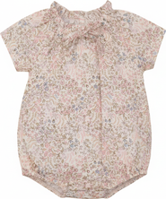 Jolie Capri Girl Floral Flutter Sleeve Drawstring Bubble Romper