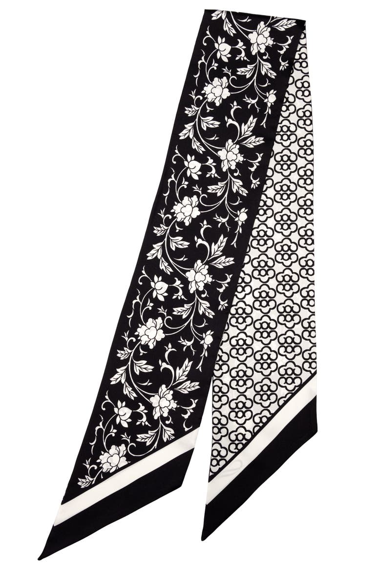 Loretta - Skinny Silk Scarf For Women, Alternate, color, Black