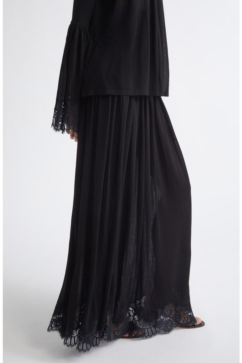 Valiant High Waist Lace Trim Maxi Skirt, Alternate, color, BLACK