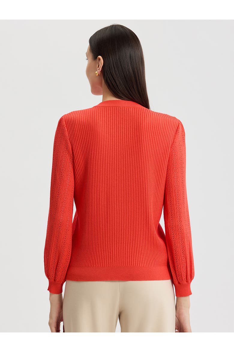 Heritage Pointelle Ribbed Soft Knit Cardigan, Alternate, color, Cherry Ember