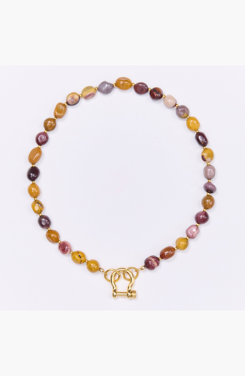Shop Spicy Dan Gus Pebble Mookaite Gold Plated Necklace In Brown