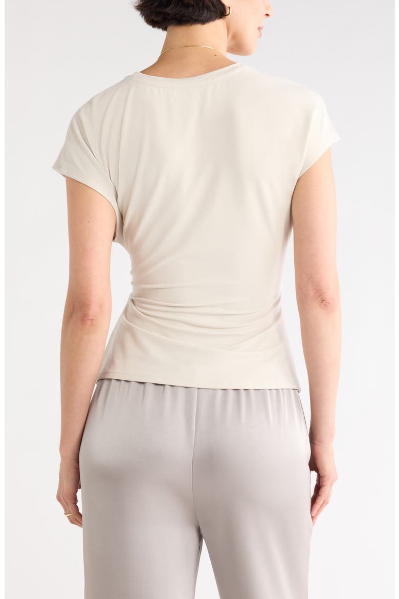 Short Sleeve Tie Detail Top, Alternate, color, BEIGE RAINY DAY