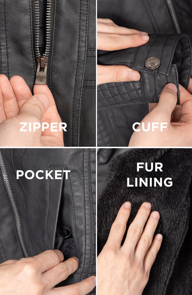 XRAY Kids' Hooded Faux Leather Moto Jacket, Alternate, color, Steel