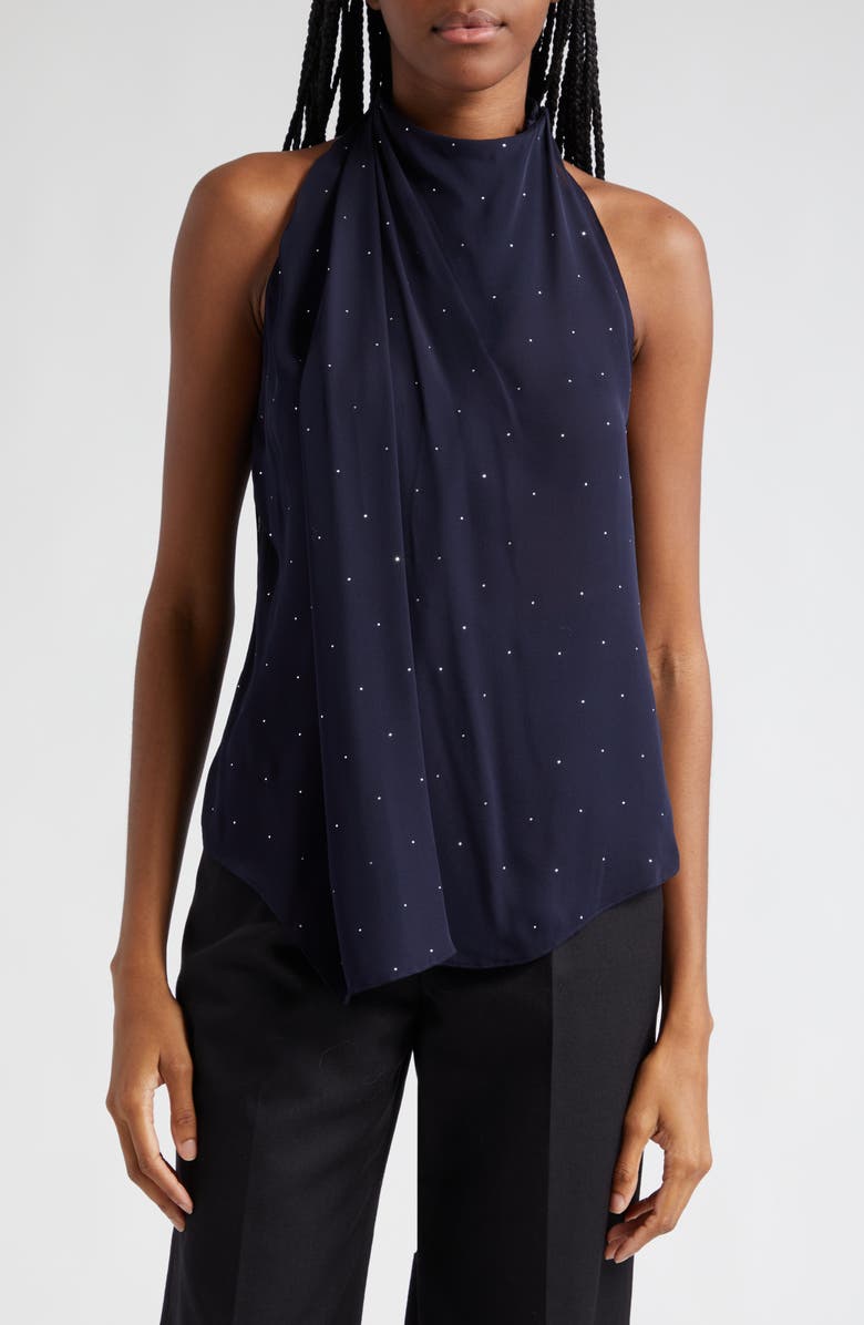 A.L.C. Amelia Embellished Silk Halter Neck Top, Main, color,