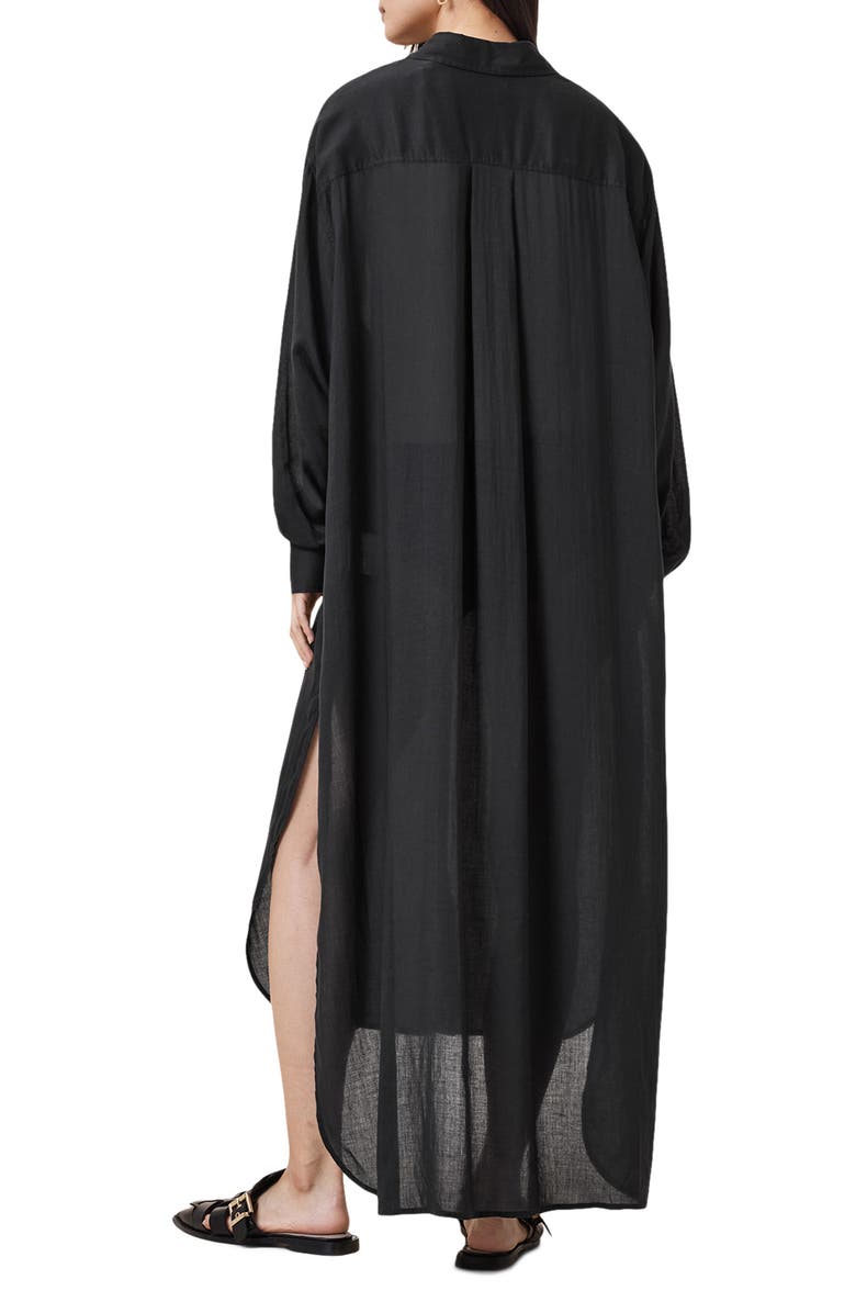 AllSaints Ezra Long Sleeve High-Low Maxi Shirtdress, Alternate, color, 
