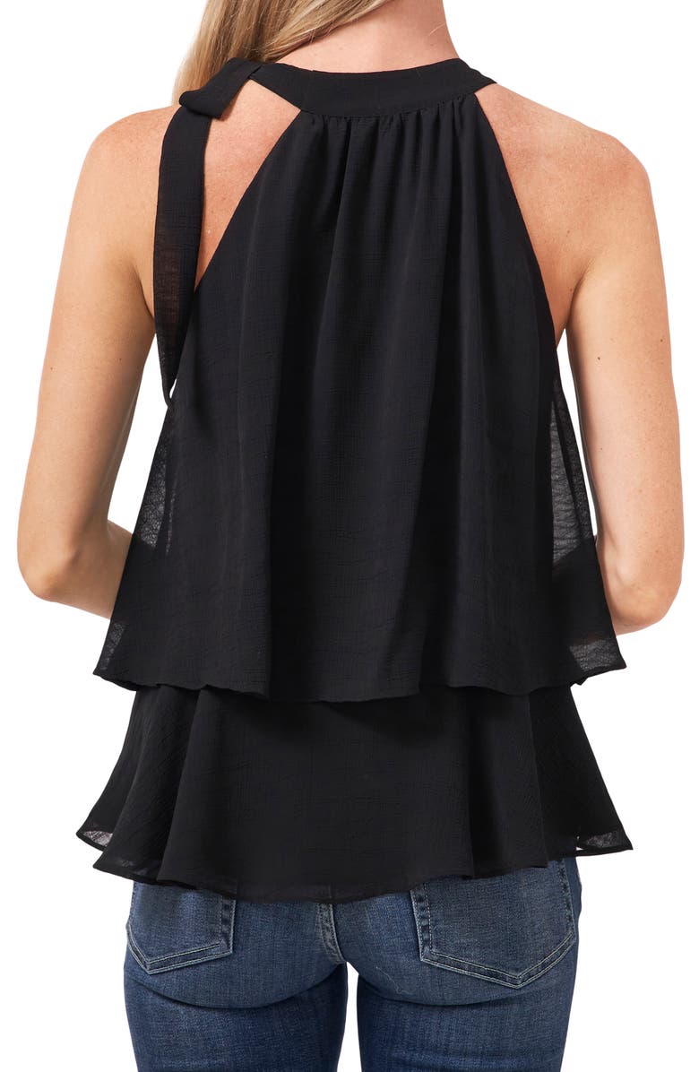 CeCe Shoulder Bow Tiered Ruffle Crinkle Chiffon Blouse, Alternate, color,