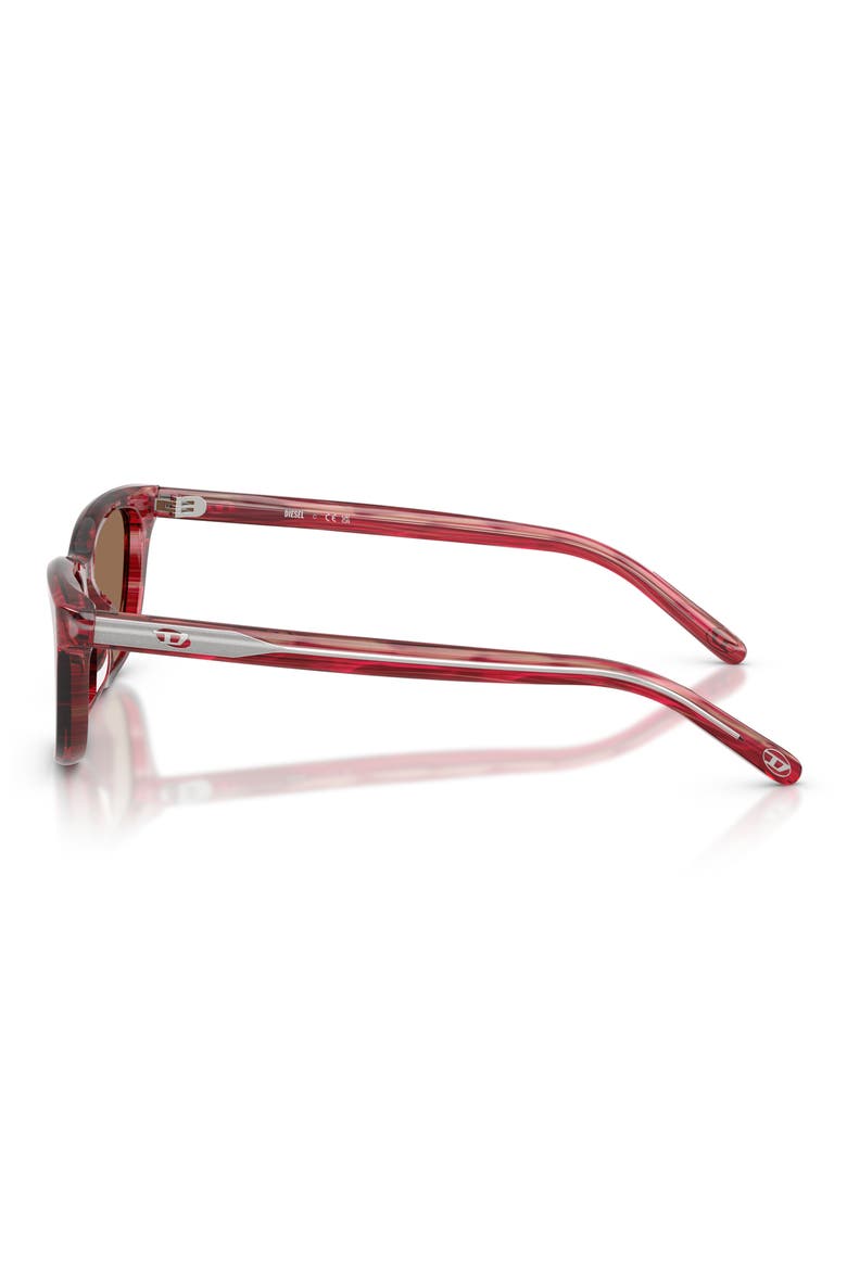 52mm Cat Eye Sunglasses, Alternate, color, STRIATED RED / DARK BROWN