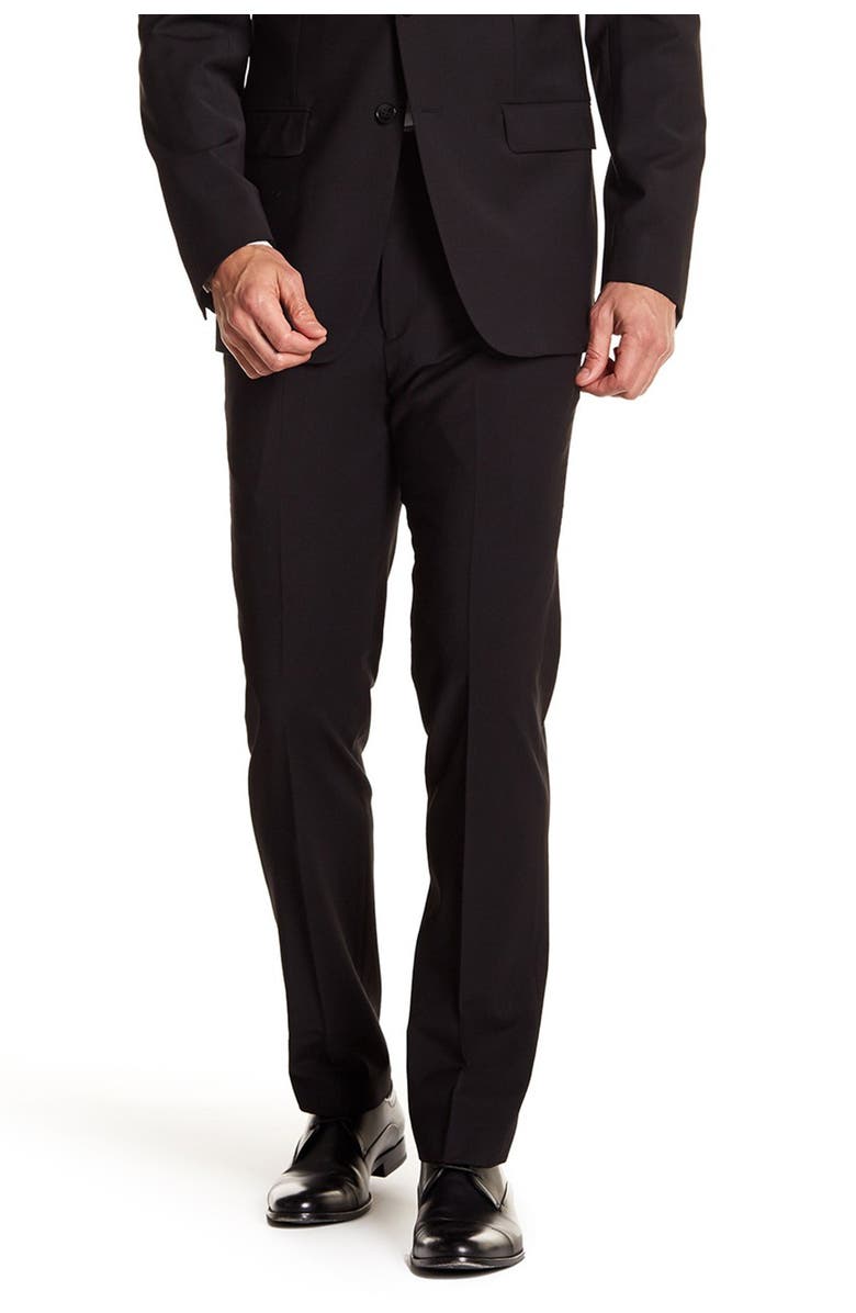 Calvin Klein Solid Black Wool Suit Separate Pants - 30-34" Inseam, Main, color, Black