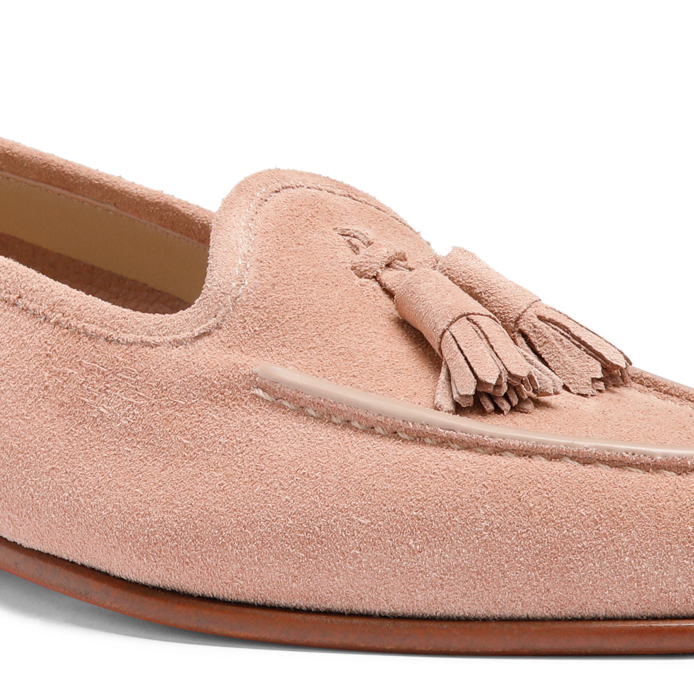Santoni Women's suede Andrea tassel loafer, Alternate, color, Pink