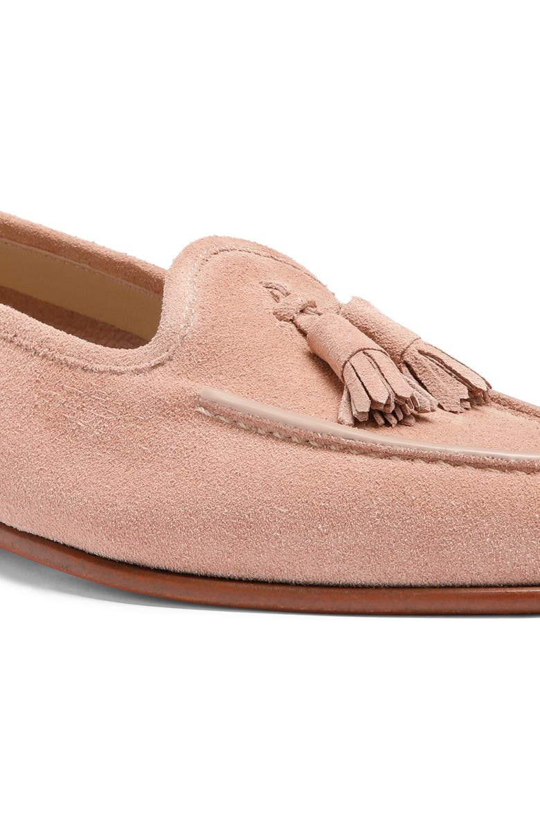 Santoni Women's suede Andrea tassel loafer, Alternate, color, Pink
