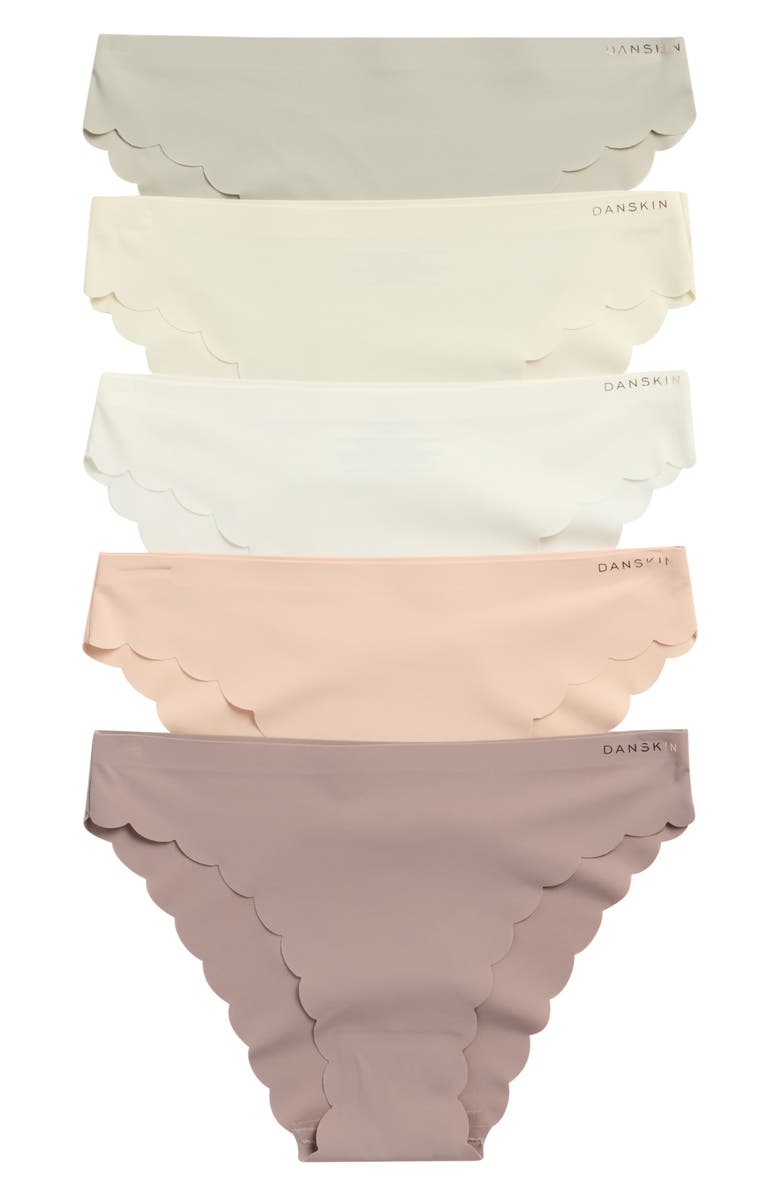 Danskin 5-Pack Scallop Edge Microfiber Panties, Main, color, Basics Multi