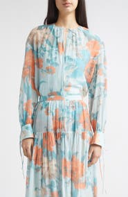 Erdem Floral Print Cotton & Silk Voile Top